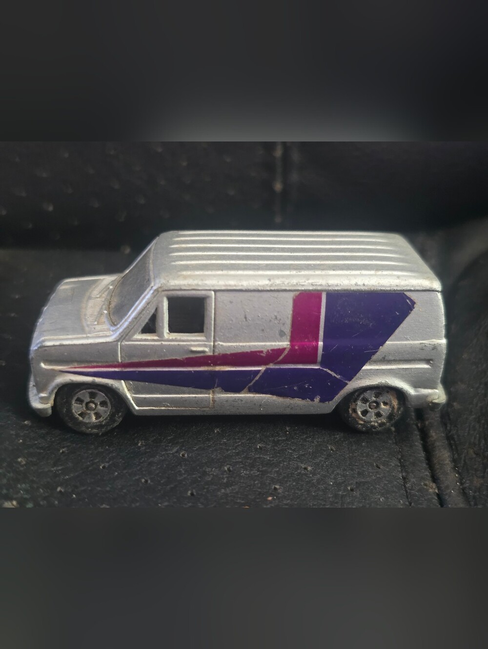 Ertl 1975-1978 Ford Econoline Van Silver & Purple 1970's 1/64 Scale 3” Length